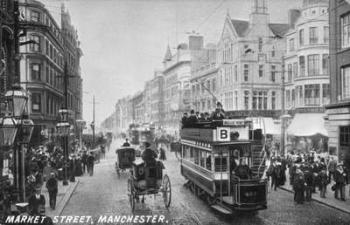 Market Street, Manchester, c.1910 (b/w photo) | Obraz na stenu