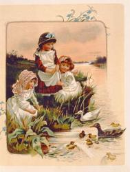 Feeding Ducks, illustration from `Where Lilies Live', 1889 (colour litho) | Obraz na stenu
