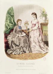 Fashion plate showing ballgowns, illustration from 'La Mode Illustree', 1872 (colour litho) | Obraz na stenu