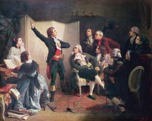 Rouget de Lisle (1760-1836) singing the Marseillaise at the home of Dietrich, Mayor of Strasbourg, 26th April 1792 (oil on canvas) | Obraz na stenu