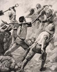 Turkish and British Soldiers in hand to hand combat on the Gallipoli Peninsula Turkey 1915, from 'The War Illustrated Album deLuxe', published in London, 1916 (litho) | Obraz na stenu