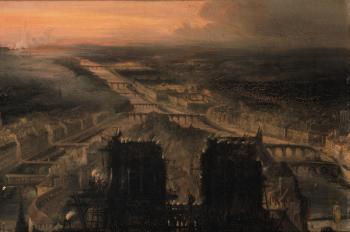 Illumination of Notre Dame to Celebrate the Election of Prince Louis-Napoleon Bonaparte (1808-73) to the Republic, after 1850 (oil on canvas) | Obraz na stenu