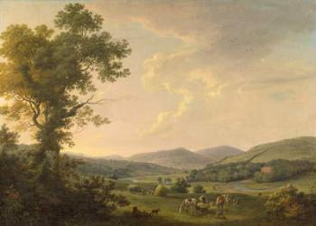 Landscape with Haymakers and a Distant View of a Georgian House, c.1780 (oil on canvas) | Obraz na stenu