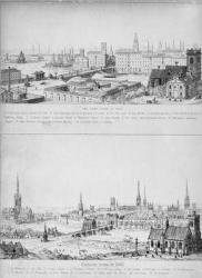 Catholic town in 1440 and the same town in 1840 (engraving) | Obraz na stenu