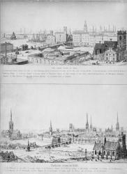 Catholic town in 1440 and the same town in 1840 (engraving) | Obraz na stenu