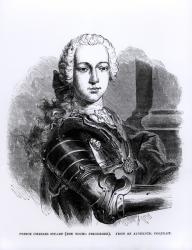 Portrait of Prince Charles Edward Stuart (1720-88) The Young Pretender (engraving) (b/w photo) | Obraz na stenu