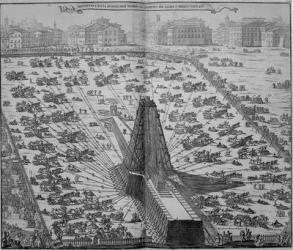 Erecting the Ancient Egyptian Obelisk in St. Peter's Square, Rome, engraved by Niccola Zabaglia (engraving) | Obraz na stenu