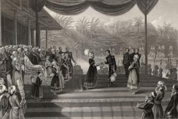 Durbar of the Rajah of Travancore, reception of General Outram and staff (engraving) | Obraz na stenu