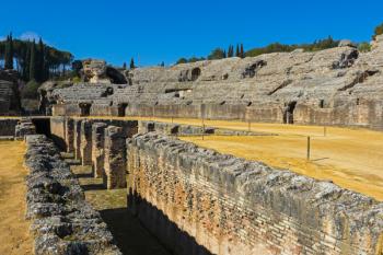 The amphitheatre, Roman city of Italica, near Santiponce, Seville Province, Andalusia, Spain (photo) | Obraz na stenu