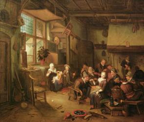 Interior with peasants drinking (oil on canvas) | Obraz na stenu