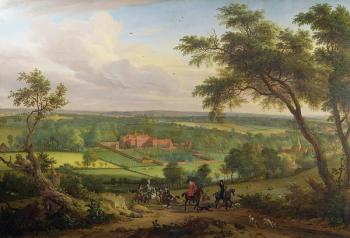 Bifrons Park, Patrixbourne, Kent, formerly attributed to John Wootton (1682-1764) and previously to Jan Siberechts (1627-c.1703) c.1695-1705 (oil on canvas) | Obraz na stenu