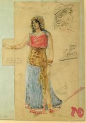 Costume design for the role of Isolde, in the opera 'Tristan und Isolde', by Richard Wagner (1813-83) | Obraz na stenu