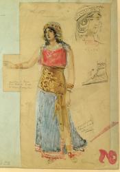 Costume design for the role of Isolde, in the opera 'Tristan und Isolde', by Richard Wagner (1813-83) | Obraz na stenu