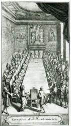 Reception of an Member of the French Academy, engraved by Francois Poilly (1622-83) (engraving) (b/w photo) | Obraz na stenu