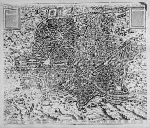 Map of Rome, 1579 (etching) (b/w photo) | Obraz na stenu