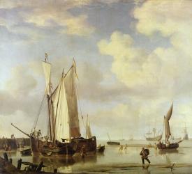 Dutch Vessels Inshore and Men Bathing, 1661 (oil on canvas) | Obraz na stenu