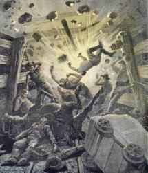 A gas blast, illustration from the illustrated supplement of Le Petit Journal, 2nd April, 1892 (litho) | Obraz na stenu