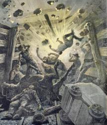 A gas blast, illustration from the illustrated supplement of Le Petit Journal, 2nd April, 1892 (litho) | Obraz na stenu