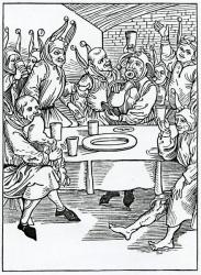 Of glotons and dronkardes, illustration from Alexander Barclay's English translation of 'The Ship of Fools', from an edition published in 1874 (engraving) | Obraz na stenu