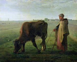 Woman Grazing her Cow, 1858 (oil on canvas) | Obraz na stenu