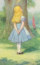 Alice and the Cheshire Cat, illustration from 'Alice in Wonderland' by Lewis Carroll (1832-9) (colour litho) (detail of 264483) | Obraz na stenu