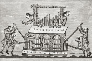 Playing the Organ 1130-74, from 'A Short History of the English People' by J. R. Green, published 1893 (litho) | Obraz na stenu