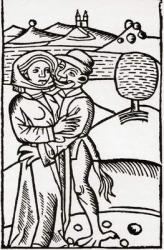 A devil seduces a witch, after an illustration in Ulrich Molitor's 15th century De Lamiis. | Obraz na stenu