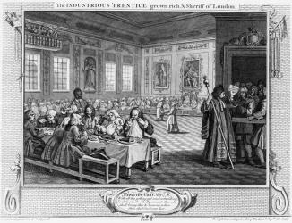 The Industrious 'Prentice Grown Rich, and Sheriff of London, plate VIII of 'Industry and Idleness', 1747 (engraving) | Obraz na stenu