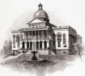 The Massachusetts State House, aka Massachusetts Statehouse or the "New" State House, Boston, in the 19th century, from 'The Century Illustrated Monthly Magazine', published 1884 (engraving) | Obraz na stenu