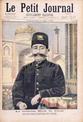 Portrait of Shah Mozzafer-ed-Din (1853-1907) illustration from 'Le Petit Journal', 17th May 1896 (coloured engraving) | Obraz na stenu