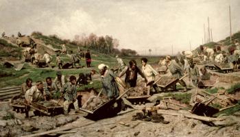 Repairing the Railway, 1874 (oil on canvas) | Obraz na stenu