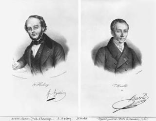 Jacques Fromental Halevy (1799-1862) and Ferdinand Herold (1791-1833) (litho) (b/w photo) | Obraz na stenu