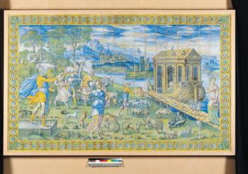 Tile depicting the Story of Noah: Embarking in the Ark (ceramic) | Obraz na stenu