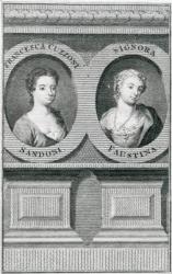 Double portrait of Francesca Cuzzoni (1696-1778) and Faustina Bordoni (1697-1781) (engraving) | Obraz na stenu