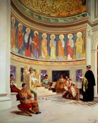 St John Chrysostom (c.347-407) exiled by Empress Eudoxia (d.404) (oil on panel) | Obraz na stenu