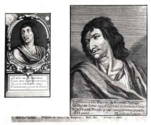 Two portraits of Savinien Cyrano de Bergerac (1619-55), on the right after Zacharie Heince (1611-69) (engraving) (b/w photo) | Obraz na stenu