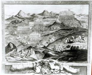 The Battle Array of Carberry Hill near Edinburgh with the Surrender of Mary, Queen of Scots to the Confederate Lords of Scotland and the Escape of Earl Bothwell in 1567, engraved by the artist, 1743 (engraving) | Obraz na stenu