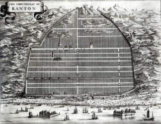 Ground Plan of Canton, China (engraving) (b/w photo) | Obraz na stenu