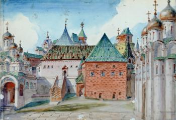 Stage design for Modest Mussorgsky's opera 'Boris Godunov', 1916 (w/c on paper) | Obraz na stenu