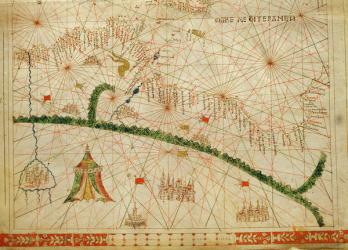 North Africa, from a nautical atlas, 1520 (ink on vellum) (detail from 330916) | Obraz na stenu