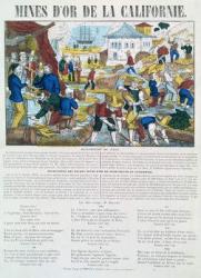 Illustrated lyric and history sheet for the 'Mines d'Or de la Californie' (coloured engraving) | Obraz na stenu