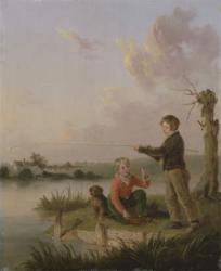 The Young Anglers (oil on panel) | Obraz na stenu