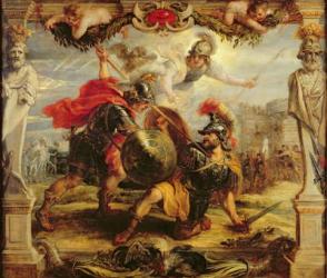 Achilles Defeating Hector, 1630-32 (oil on panel) | Obraz na stenu
