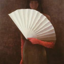 Girl with White Fan (oil on canvas) | Obraz na stenu