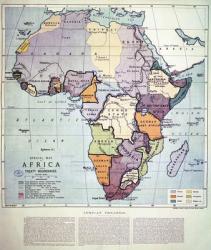 Map of Africa showing Treaty Boundaries, 1891 (colour lithograph) | Obraz na stenu