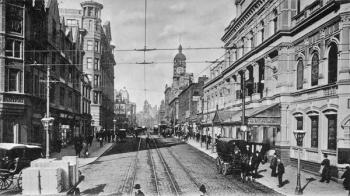 Oxford Street, Manchester, c.1910 (b/w photo) | Obraz na stenu