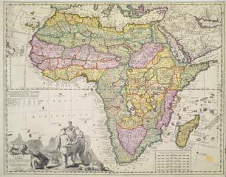 Map of Africa (hand coloured engraving) | Obraz na stenu