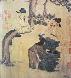 An Ancient Chinese Poet, facsimile of original Chinese scroll (coloured engraving) | Obraz na stenu