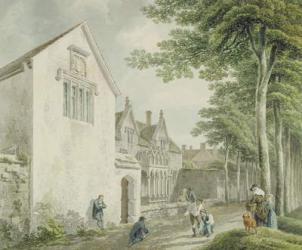 Alms Houses in St. Cuthbert's Churchyard, Wells (w/c & ink on paper) | Obraz na stenu