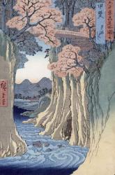 The monkey bridge in the Kai province, from the series 'Rokuju-yoshu Meisho zue' (Famous Places from the 60 and Other Provinces) (colour woodblock print) | Obraz na stenu
